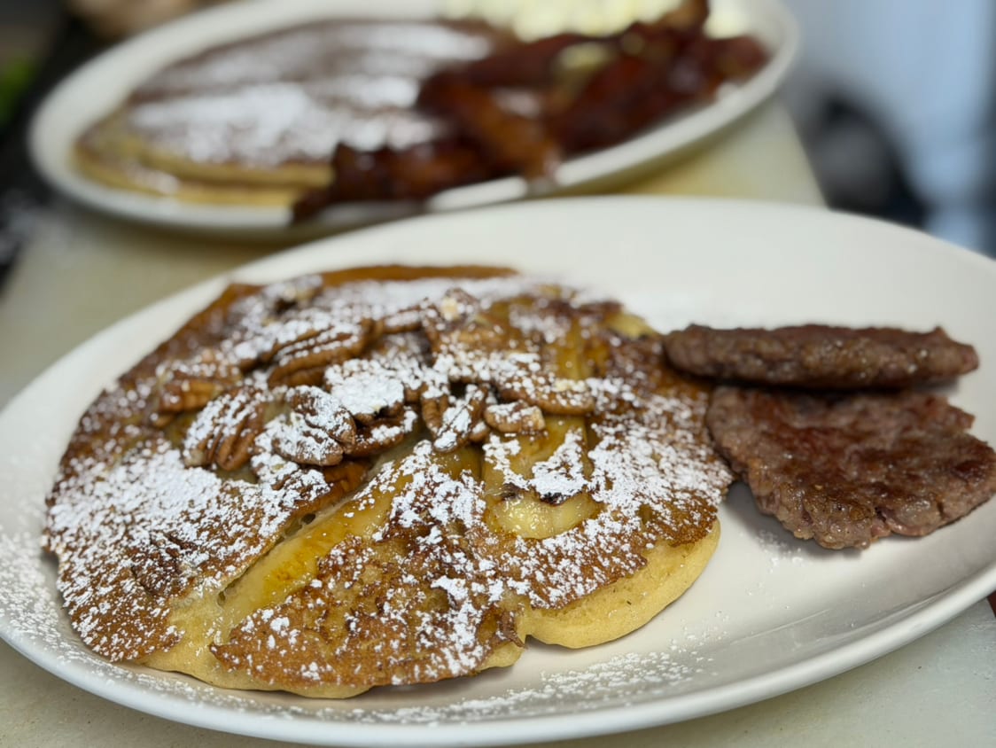 Banana Pecan Brown Sugar Pancakes.