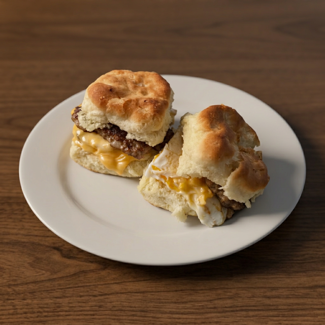 Choice of Bacon, Sausage, Scrapple, or Country Ham, Egg & Cheese Sandwich.
